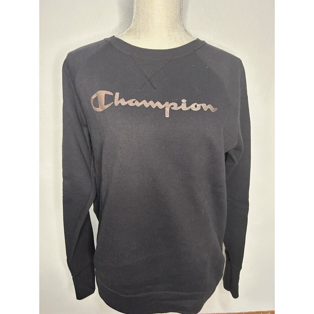 Champion Sweater Womens Medium Black Pullover long Sleeve Sweatshirt Ladies Pink